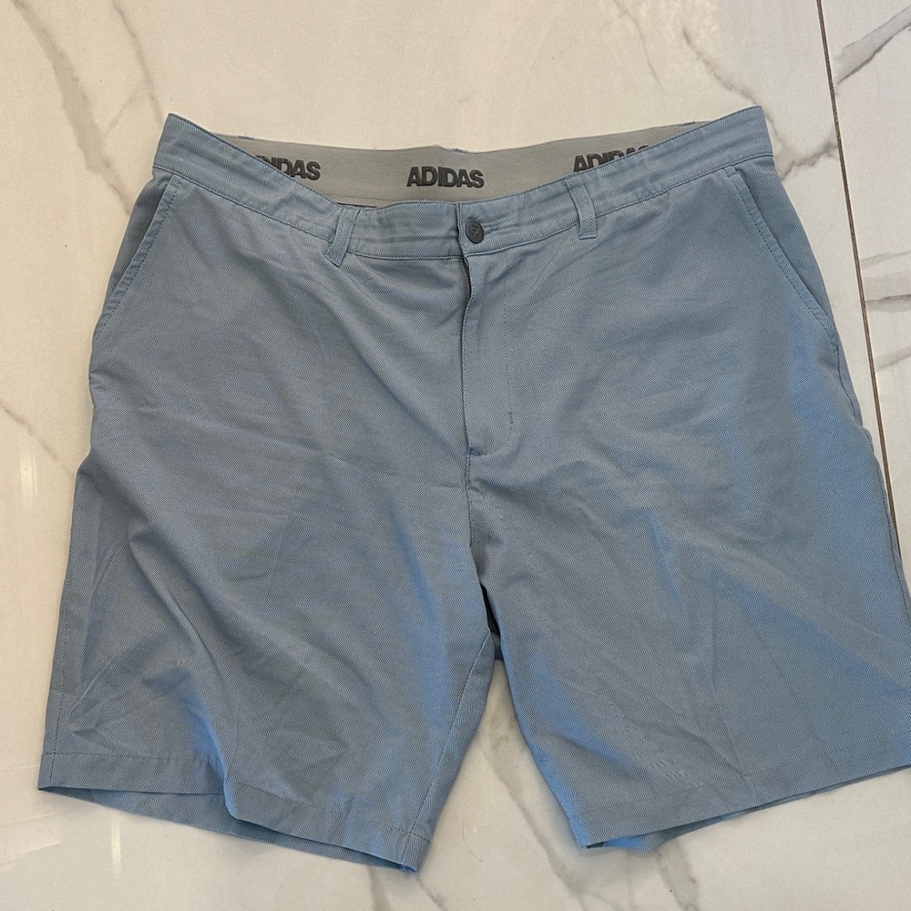 Adidas Men's Light Blue Flat Front Shorts